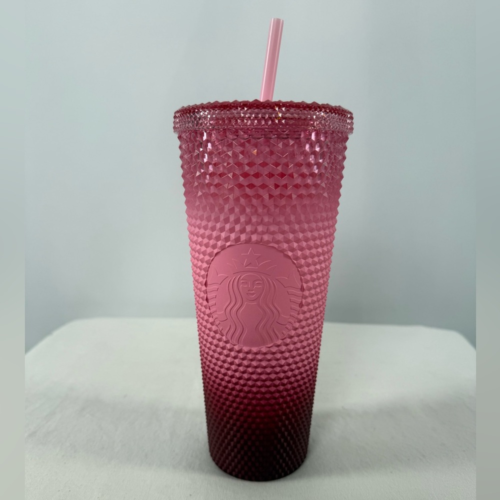 NEW Starbucks Gradient Textured Tumbler with Straw in‎ Pink Ombré